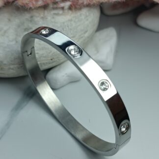 Stainless steel handcuff bracelet with mosaic finish (CODE:1)