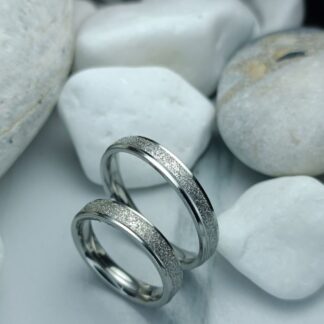 Pair of wedding rings made of polished steel 4 mm (CODE: 0115)