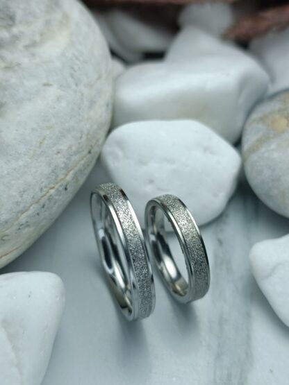 Pair of wedding rings made of polished steel 4 mm (CODE: 0115)