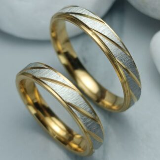 Pair of classic wedding rings, matte surface 4 mm (CODE: 00044)