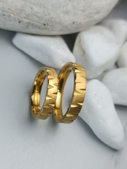 Pair of steel wedding rings with gold finish (CODE: 0103)