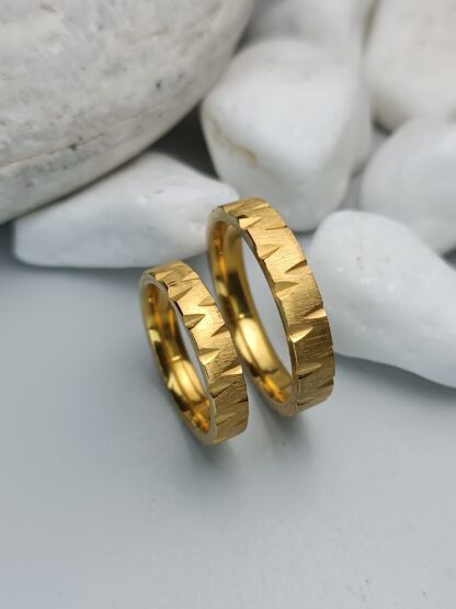 Pair of steel wedding rings with gold finish (CODE: 0103)