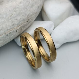 Pair of steel wedding rings with gold finish (CODE: 0103)