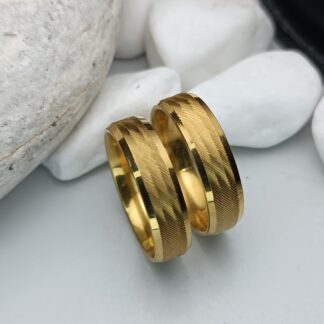 Pair of wedding rings with carved matte surfaces of steel 6 mm (CODE: 0109)