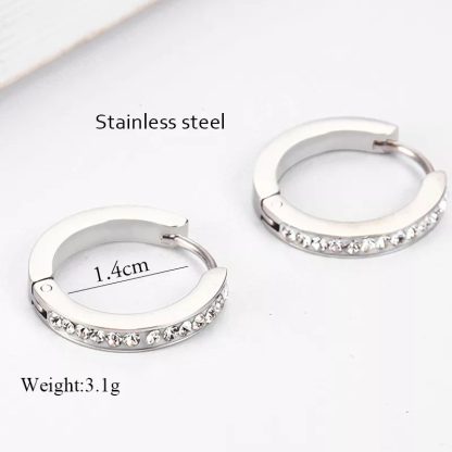 STEEL HOOP EARRINGS WITH CRYSTAL