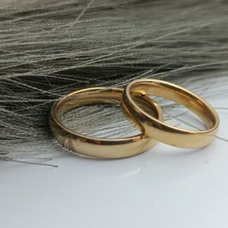 Set of classic wedding rings made of polished steel in gold color (CODE: 5009)