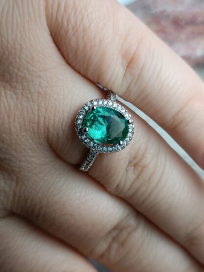 Silver 925 ring turquoise rosette with zircon (CODE: 0052211)