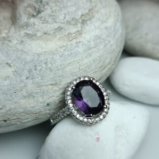 Silver 925 purple rosette ring with zircons (CODE:001288)