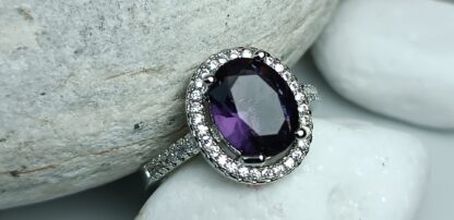 Silver 925 purple rosette ring with zircons (CODE:001288)