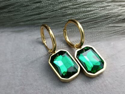 Hanging earrings, emerald (CODE:8516)