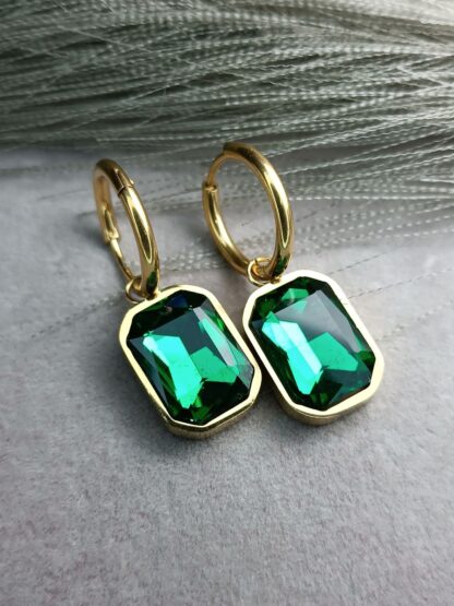 Hanging earrings, emerald (CODE:8516)