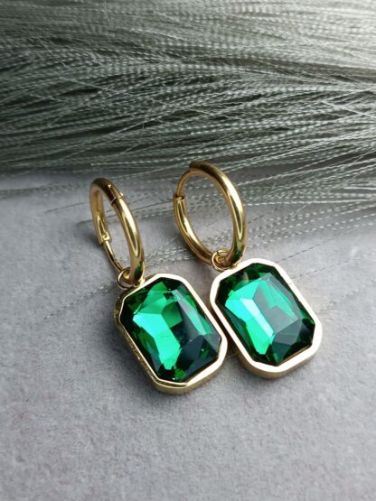 Hanging earrings, emerald (CODE:8516)