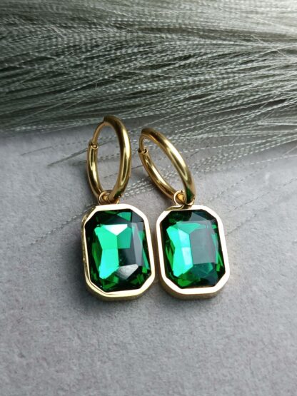 Hanging earrings, emerald (CODE:8516)