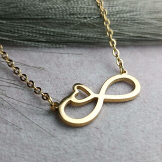 Infinity necklace with heart gold (CODE: 8088)