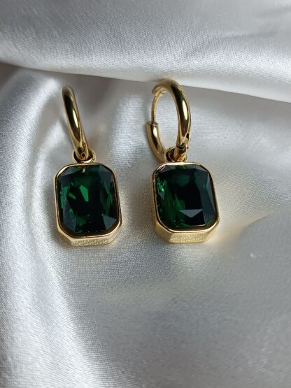 EARRINGS WITH GREEN STONE (CODE: 8516)