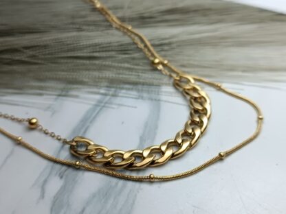 NECKLACE WITH TWO STEEL CHAINS (CODE:854)