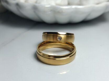 Pair of wedding rings matte and polished surface 6 mm (CODE: 50004)