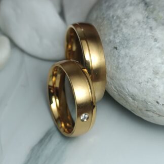 Pair of wedding rings classic flat style wedding rings (CODE:1005)