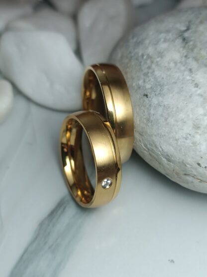 Pair of wedding rings matte and polished surface 6 mm (CODE: 50004)