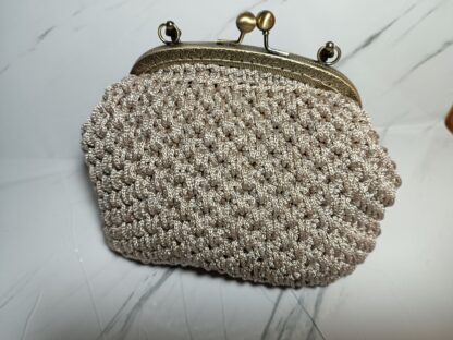 Handmade knitted vintage wrist bag