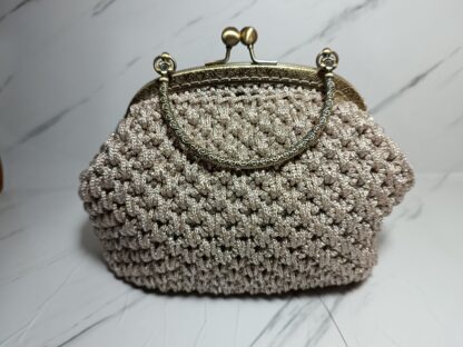 Handmade knitted vintage wrist bag