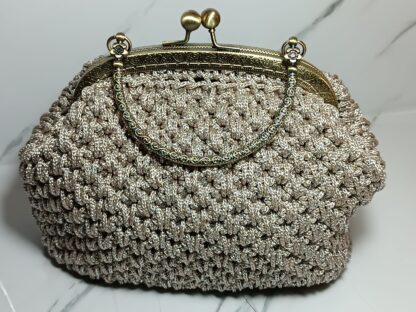 Handmade knitted vintage wrist bag