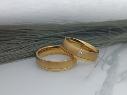 Pair of wedding rings matte and polished surface 6 mm (CODE: 50004)