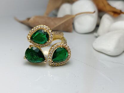STEEL RING WITH GREEN TEAR (CODE: 00111)