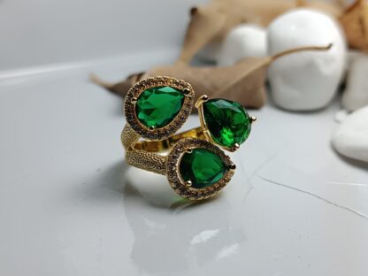 STEEL RING WITH GREEN TEAR (CODE: 00111)