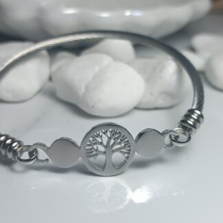 Steel bracelet with the tree of life