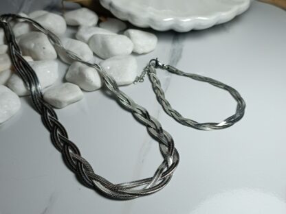 STEEL BRAID WITH PLATE CHAIN SET