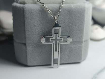 STEEL CROSS IN SILVER (CODE: 44499)