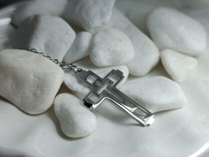 STEEL CROSS IN SILVER (CODE: 44499)