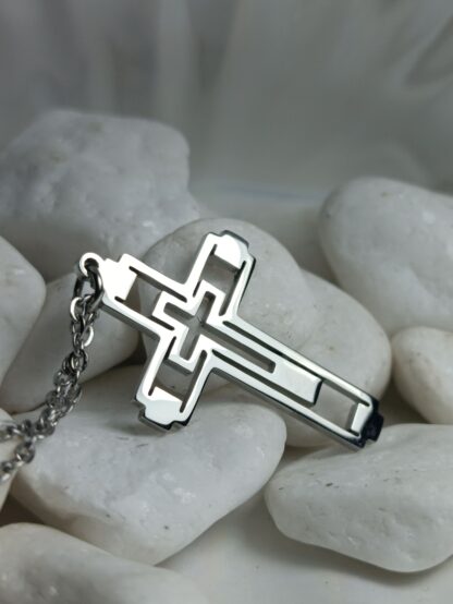 STEEL CROSS IN SILVER (CODE: 44499)