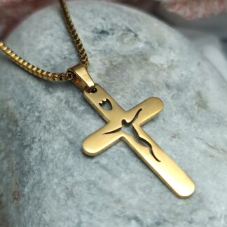 STEEL CROSS IN GOLD (CODE: 9785)