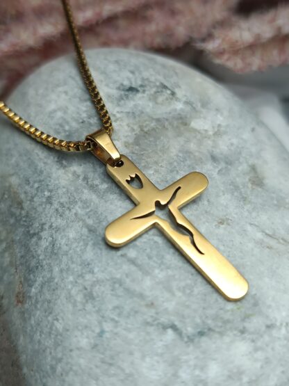 STEEL CROSS IN YELLOW GOLD (CODE:2233)