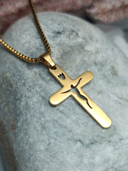 STEEL CROSS IN YELLOW GOLD (CODE:2233)