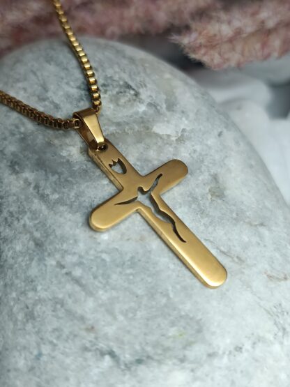 STEEL CROSS IN YELLOW GOLD (CODE:2233)