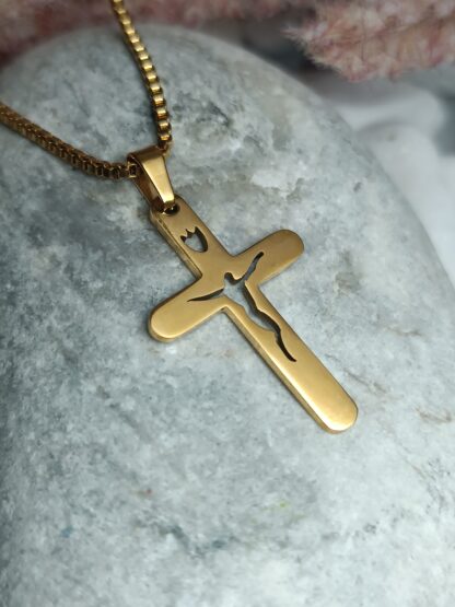 STEEL CROSS IN YELLOW GOLD (CODE:2233)