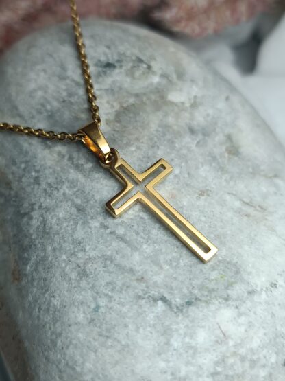 STEEL CROSS IN GOLD (CODE: 9785)