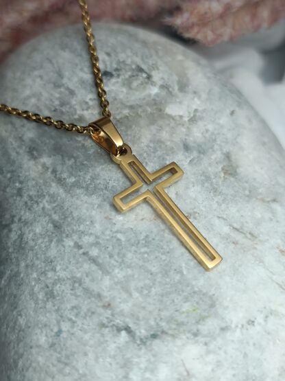 STEEL CROSS IN GOLD (CODE: 9785)