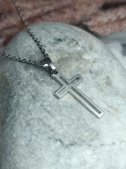 Silver-plated steel cross (CODE:77558)