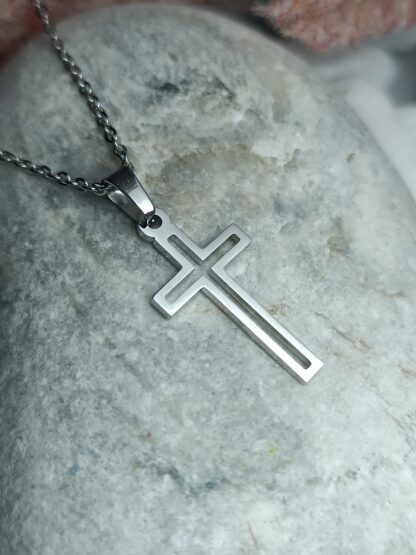 Silver-plated steel cross (CODE:77558)