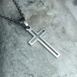 Pendant Steel Cross with Steel Chain (CODE: 00022)