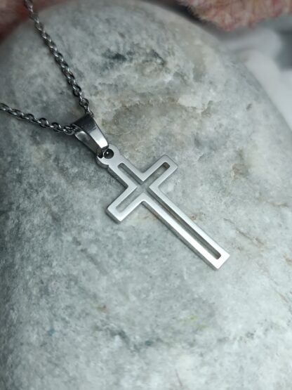 Silver-plated steel cross (CODE:77558)