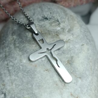 Pendant Steel Cross with Steel Chain (CODE: 00022)