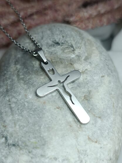 Pendant Steel Cross with Steel Chain (CODE: 00022)