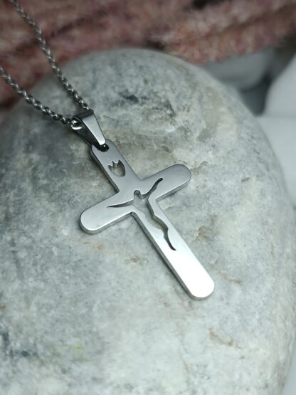 Pendant Steel Cross with Steel Chain (CODE: 00022)