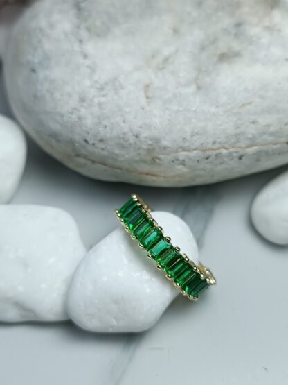 Ring series of steel with green zircon (CODE: 001251)