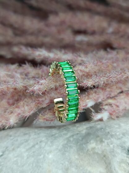 Ring series of steel with green zircon (CODE: 001251)